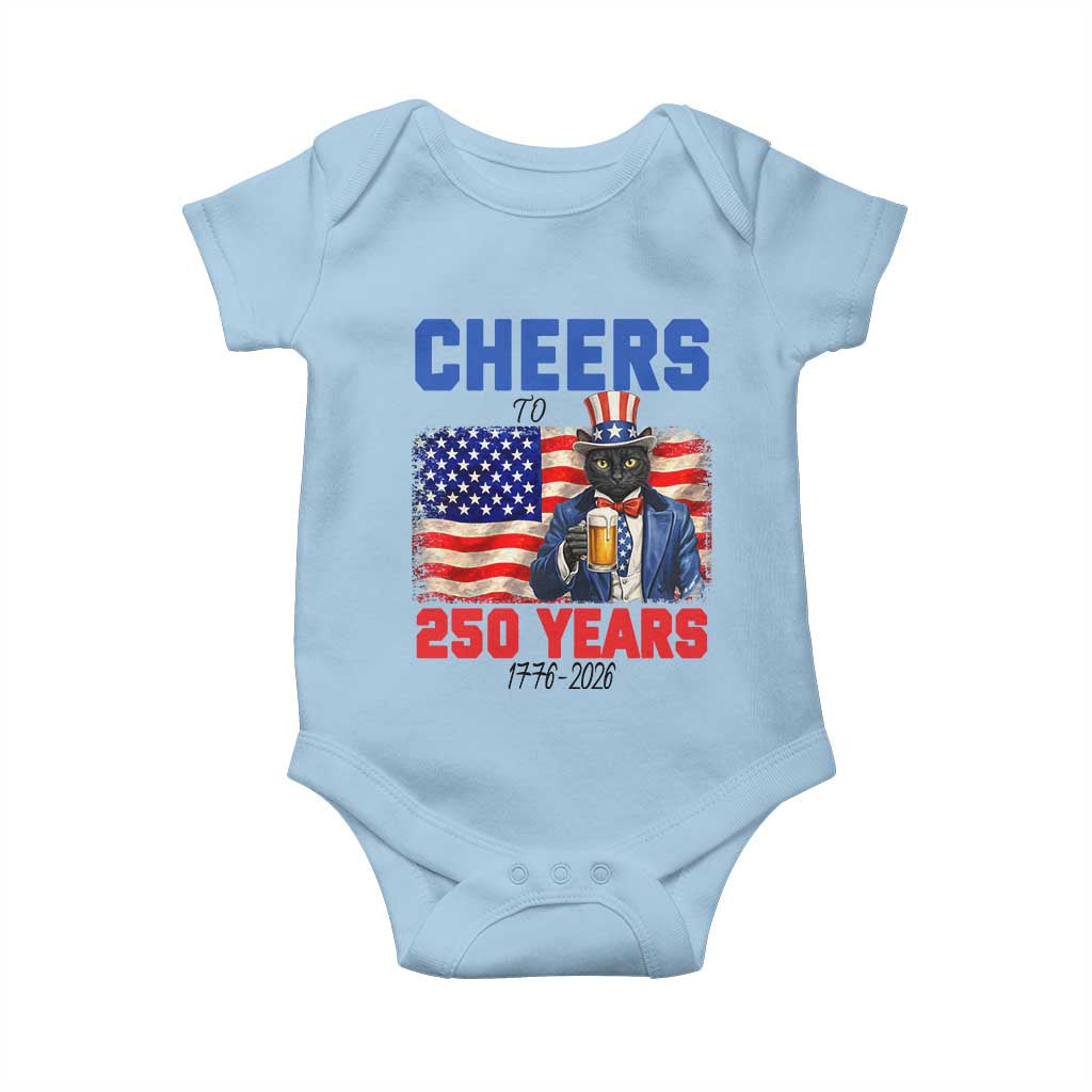 Vintage Cat Uncle Sam Baby Onesie Cheers To 250 Years TS12 Light Blue Print Your Wear