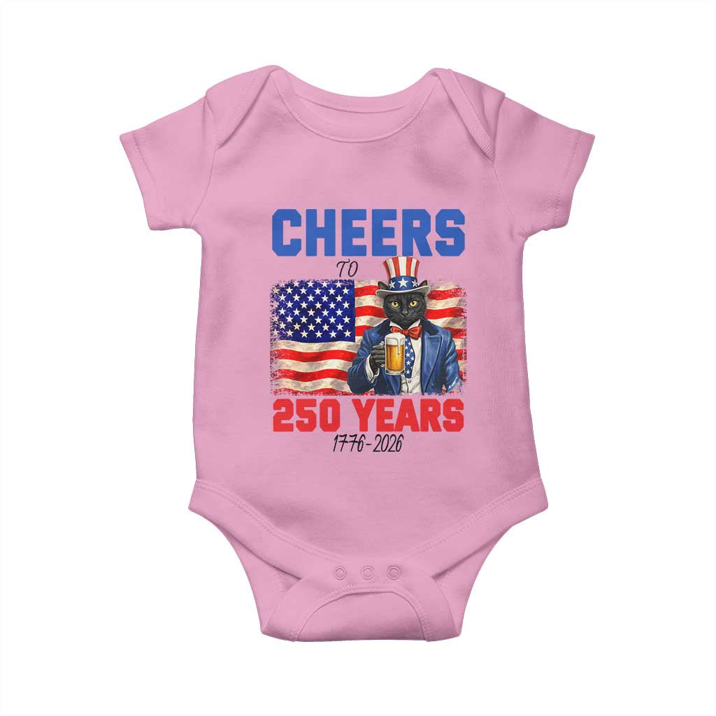 Vintage Cat Uncle Sam Baby Onesie Cheers To 250 Years TS12 Light Pink Print Your Wear