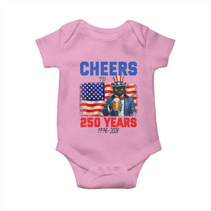Vintage Cat Uncle Sam Baby Onesie Cheers To 250 Years TS12 Light Pink Print Your Wear