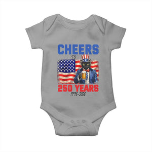 Vintage Cat Uncle Sam Baby Onesie Cheers To 250 Years TS12 Sport Gray Print Your Wear