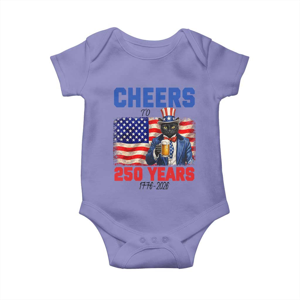 Vintage Cat Uncle Sam Baby Onesie Cheers To 250 Years TS12 Violet Print Your Wear