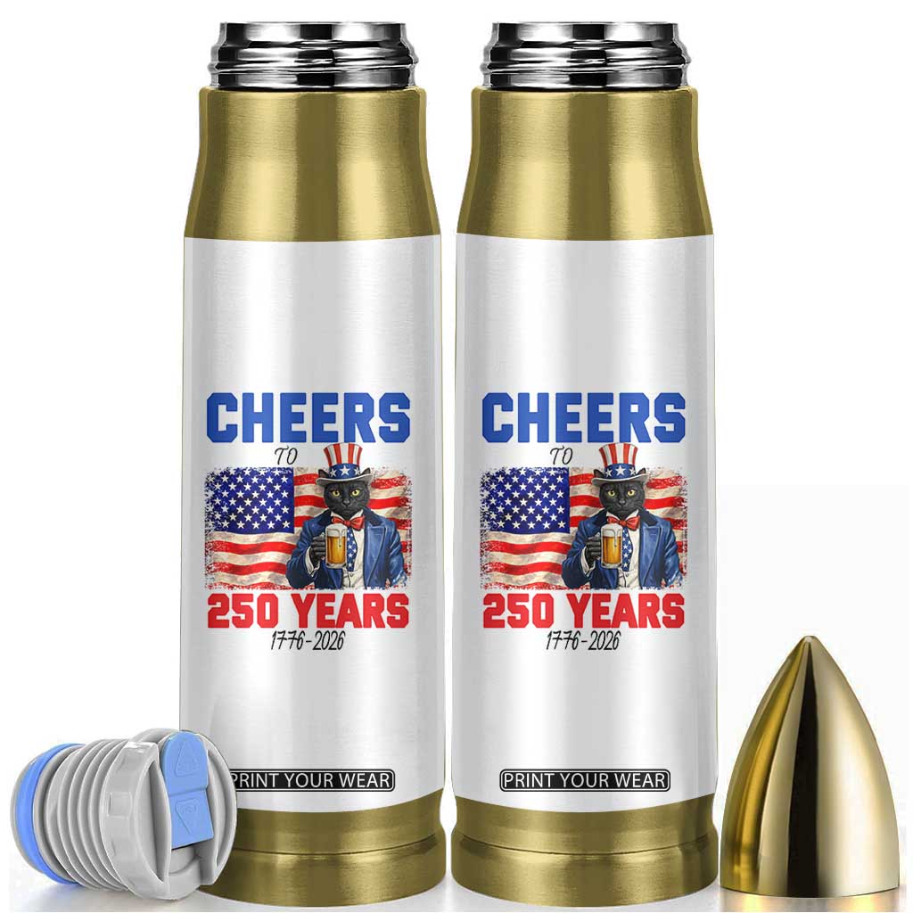 Vintage Cat Uncle Sam Bullet Tumbler Cheers To 250 Years TS12 White Print Your Wear