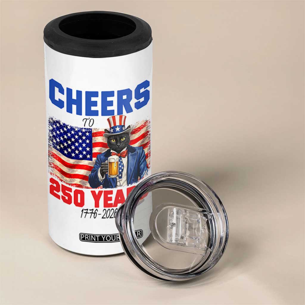 Vintage Cat Uncle Sam 4 in 1 Can Cooler Tumbler Cheers To 250 Years TS12 Print Your Wear