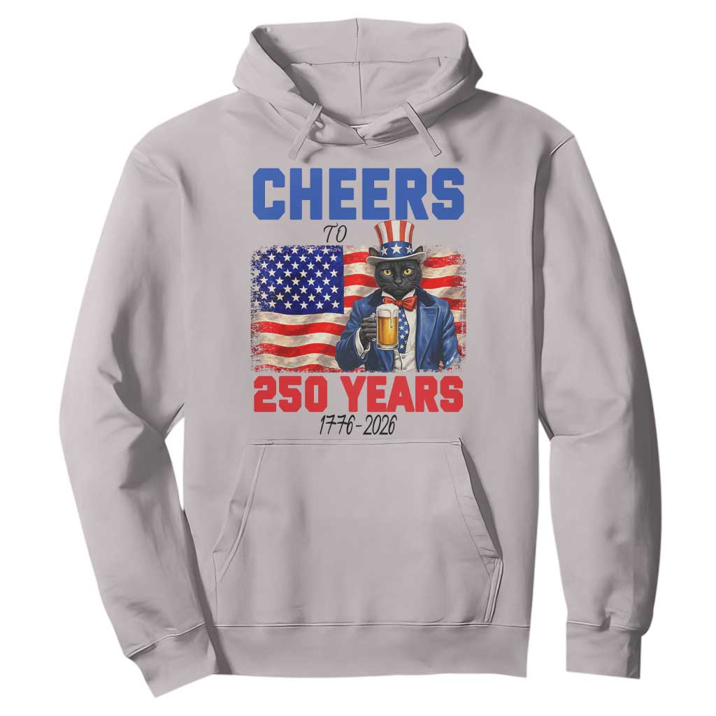 Vintage Cat Uncle Sam Hoodie Cheers To 250 Years TS12 Ice Gray Print Your Wear