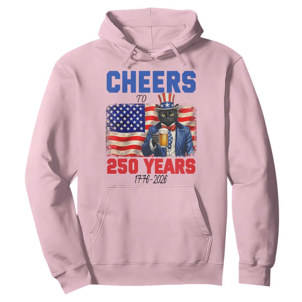 Vintage Cat Uncle Sam Hoodie Cheers To 250 Years TS12 Light Pink Print Your Wear