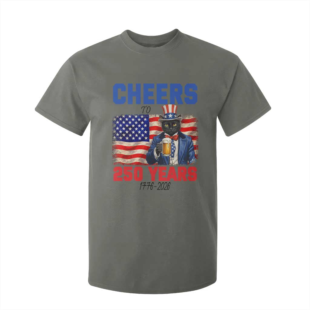Vintage Cat Uncle Sam T Shirt For Kid Cheers To 250 Years TS12 Military Green Print Your Wear