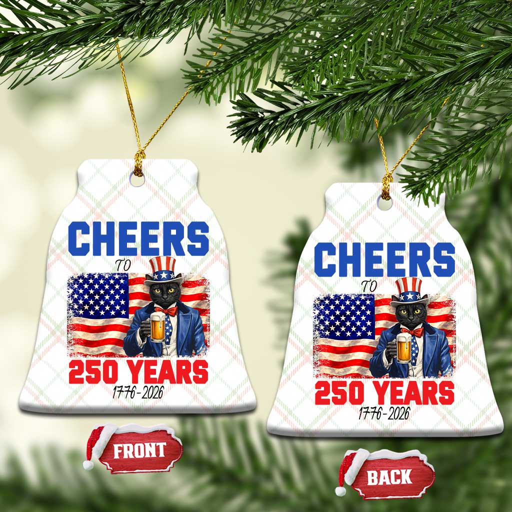 Vintage Cat Uncle Sam Ceramic Ornament Cheers To 250 Years TS12 Print Your Wear
