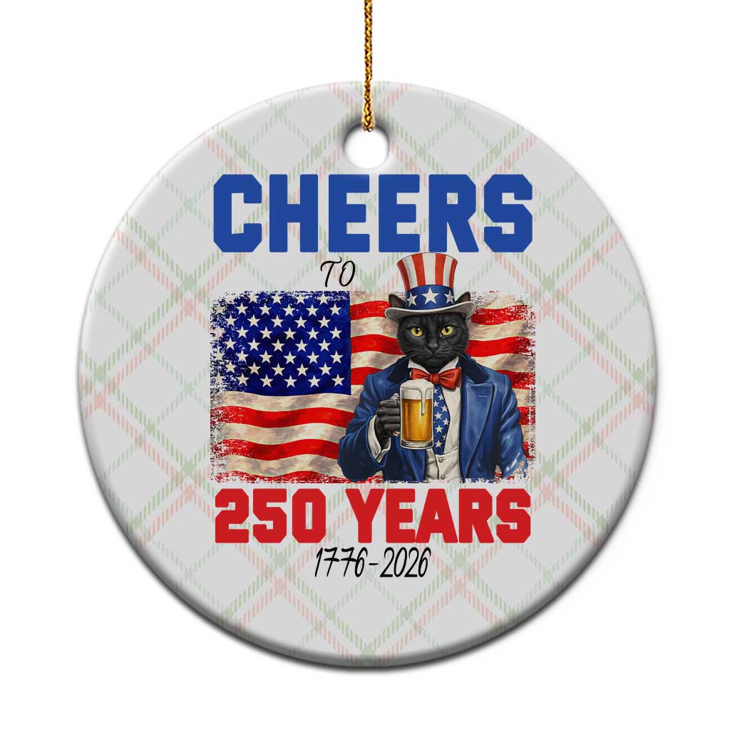 Vintage Cat Uncle Sam Ceramic Ornament Cheers To 250 Years TS12 1pc Christmas Plaid Print Your Wear