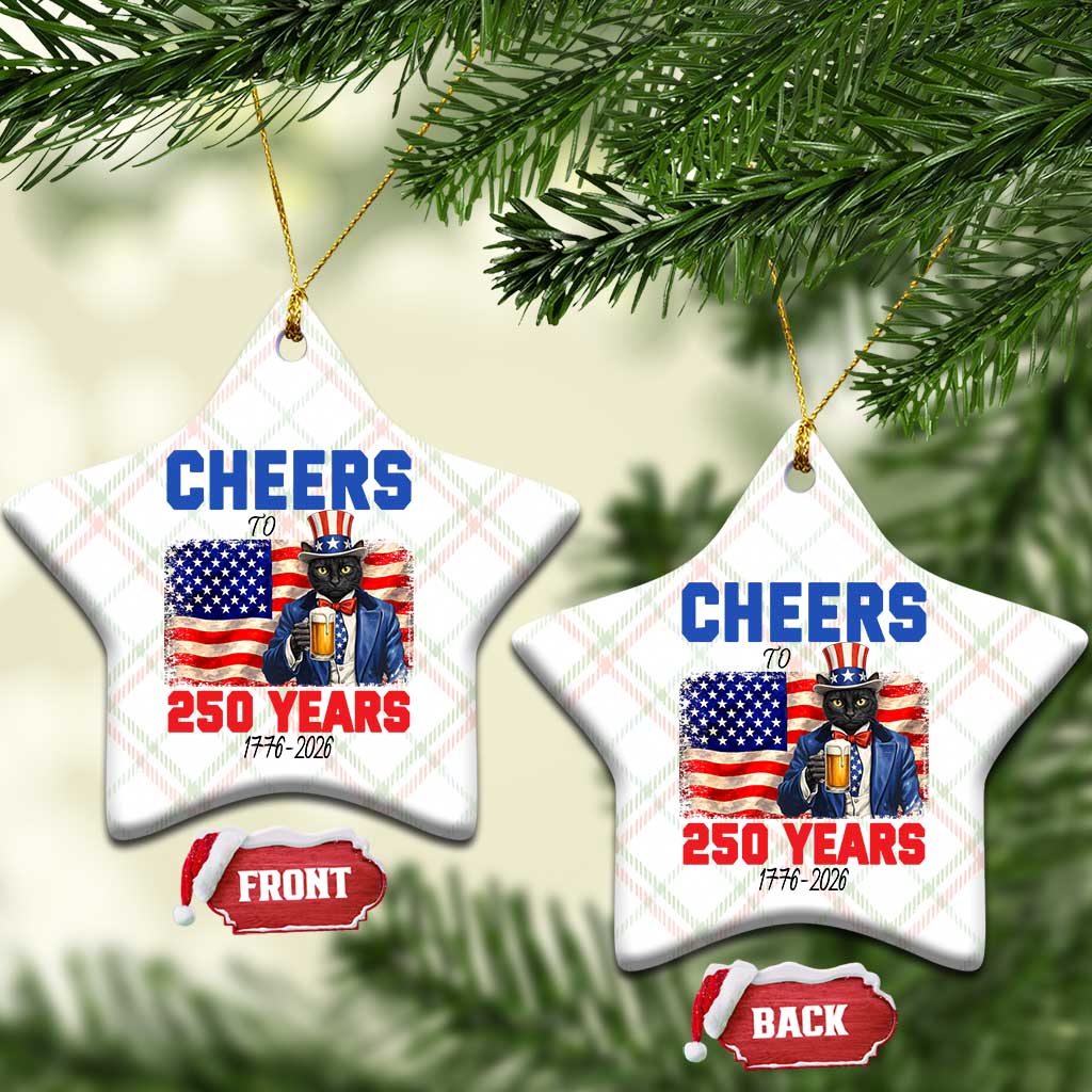 Vintage Cat Uncle Sam Ceramic Ornament Cheers To 250 Years TS12 Print Your Wear