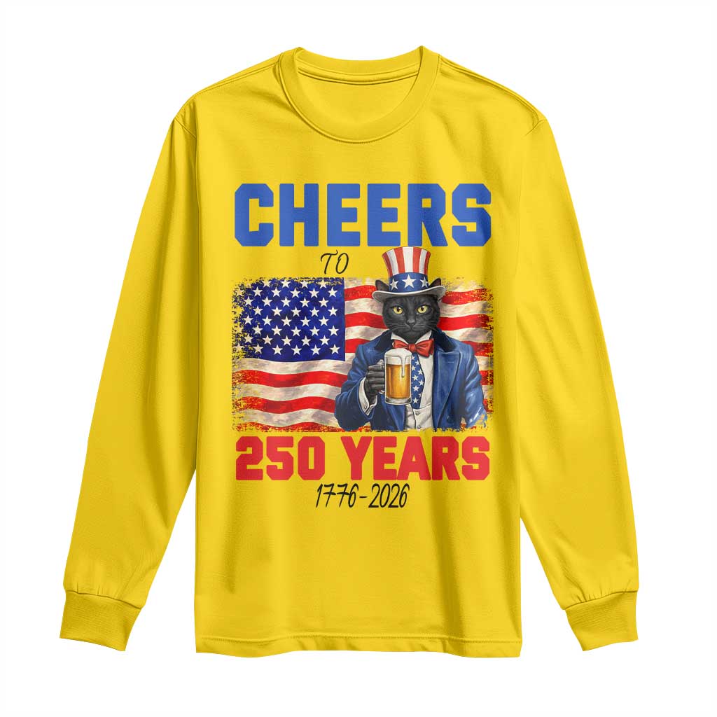 Vintage Cat Uncle Sam Long Sleeve Shirt Cheers To 250 Years TS12 Daisy Print Your Wear