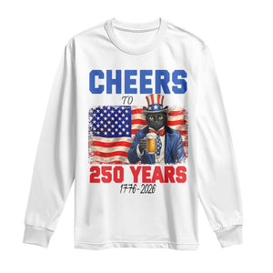 Vintage Cat Uncle Sam Long Sleeve Shirt Cheers To 250 Years TS12 White Print Your Wear