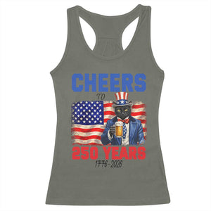 Vintage Cat Uncle Sam Racerback Tank Top Cheers To 250 Years TS12 Military Green Print Your Wear