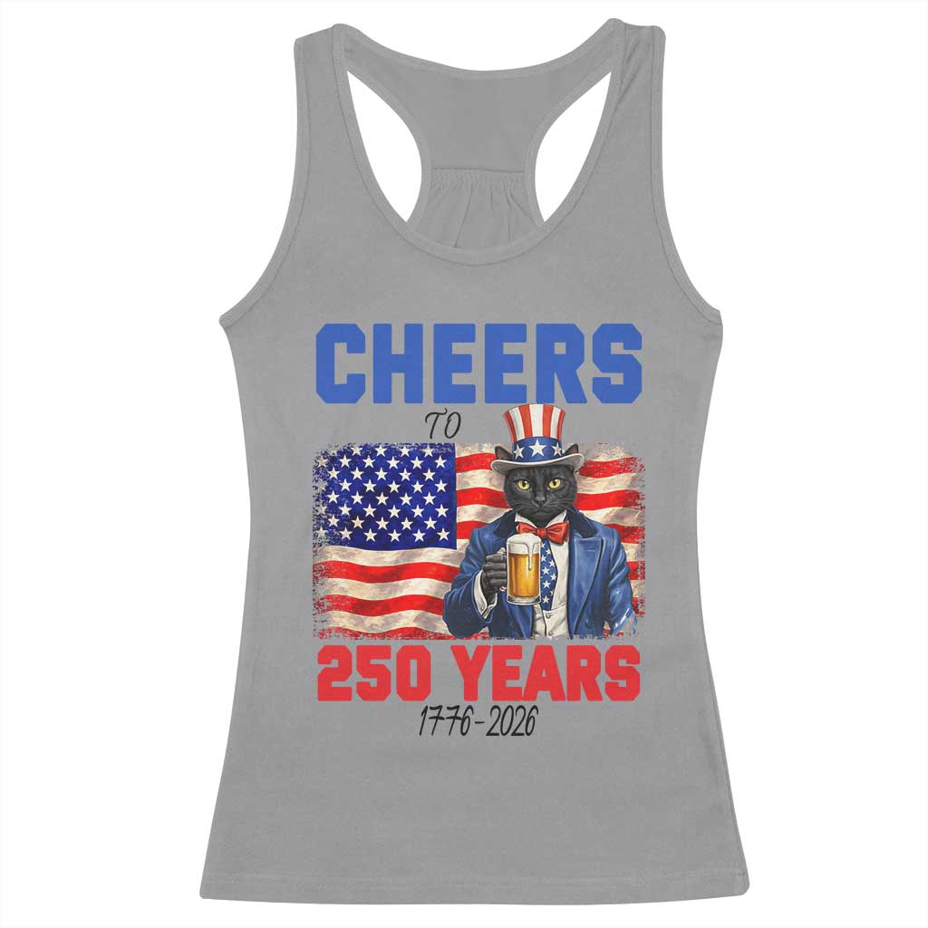 Vintage Cat Uncle Sam Racerback Tank Top Cheers To 250 Years TS12 Sport Gray Print Your Wear