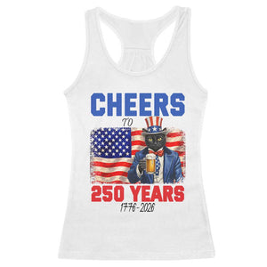 Vintage Cat Uncle Sam Racerback Tank Top Cheers To 250 Years TS12 White Print Your Wear