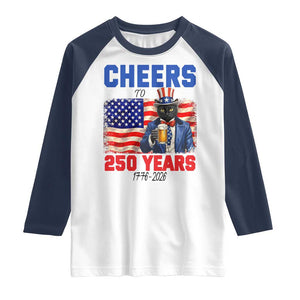 Vintage Cat Uncle Sam Raglan Shirt Cheers To 250 Years TS12 White Navy Print Your Wear