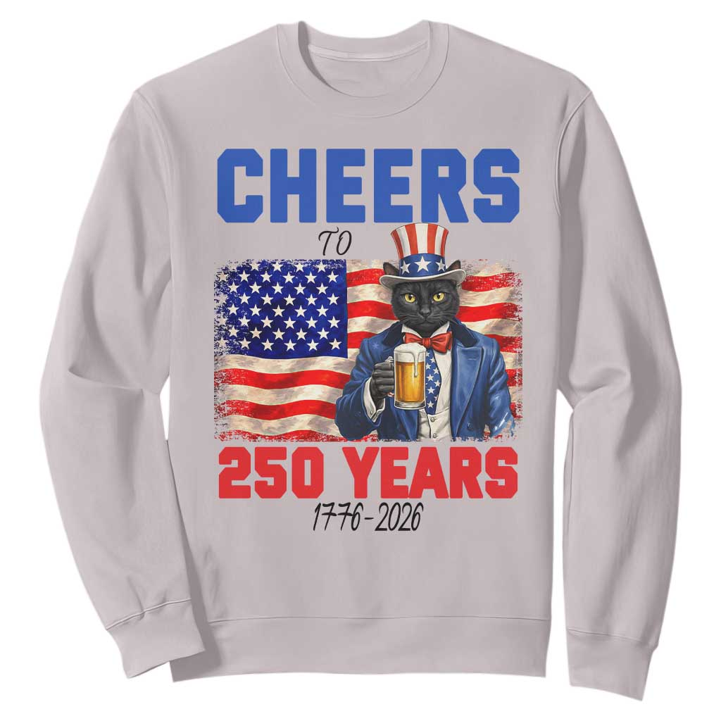 Vintage Cat Uncle Sam Sweatshirt Cheers To 250 Years TS12 Ice Gray Print Your Wear