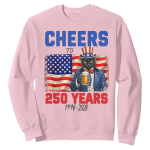 Vintage Cat Uncle Sam Sweatshirt Cheers To 250 Years TS12 Light Pink Print Your Wear