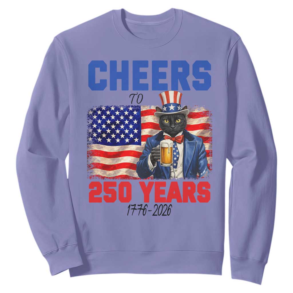 Vintage Cat Uncle Sam Sweatshirt Cheers To 250 Years TS12 Violet Print Your Wear