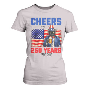 Vintage Cat Uncle Sam T Shirt For Women Cheers To 250 Years TS12 Ice Gray Print Your Wear