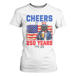 Vintage Cat Uncle Sam T Shirt For Women Cheers To 250 Years TS12 White Print Your Wear