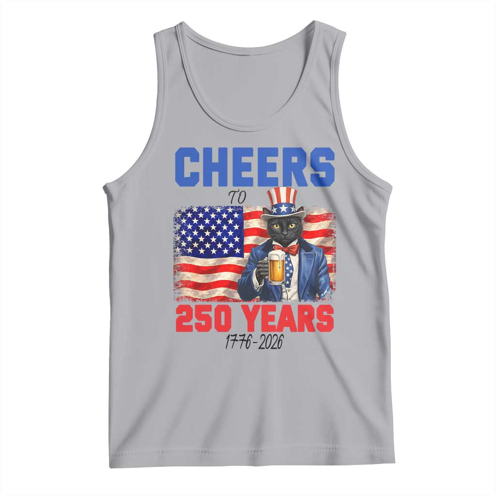 Vintage Cat Uncle Sam Tank Top Cheers To 250 Years TS12 Athletic Heather Print Your Wear