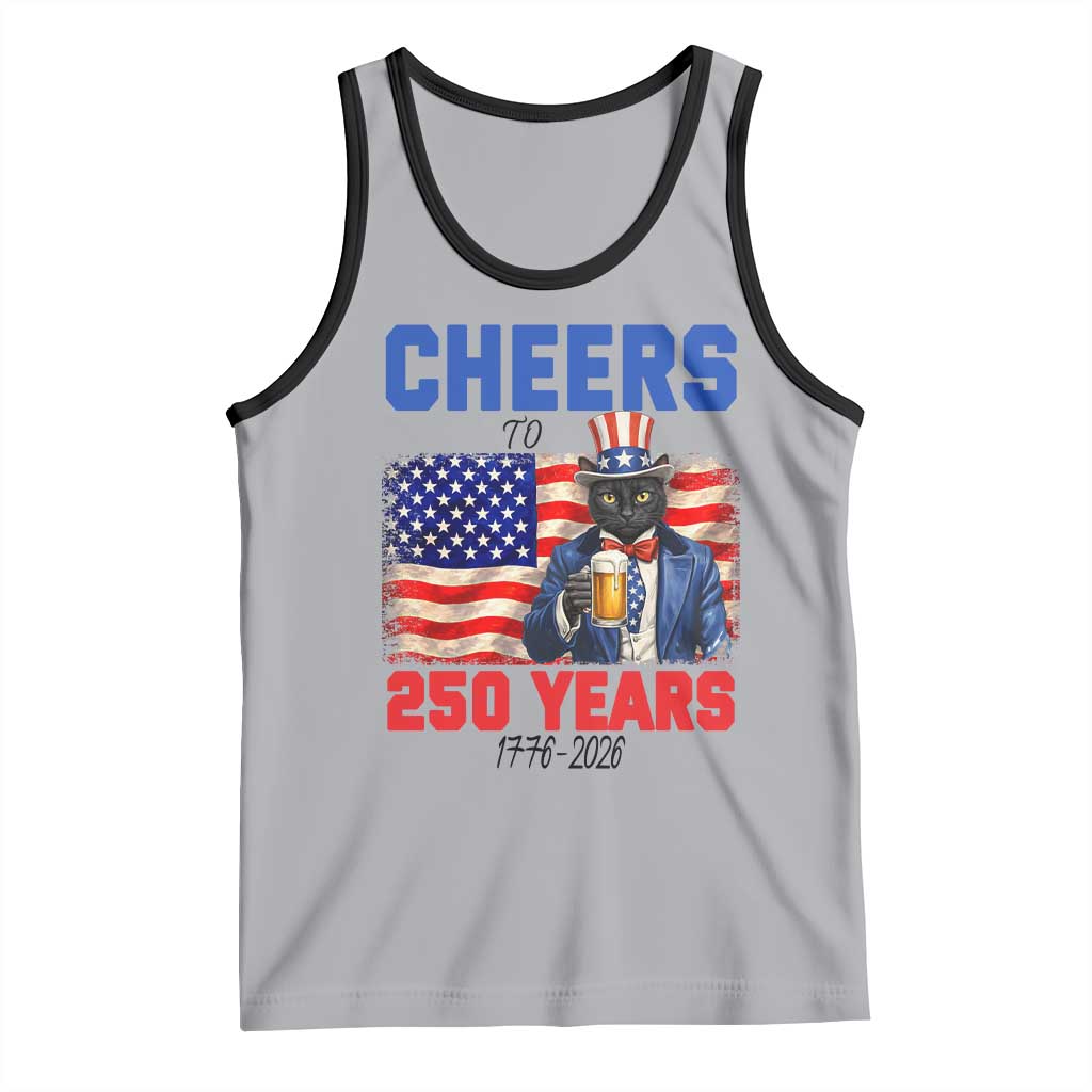 Vintage Cat Uncle Sam Tank Top Cheers To 250 Years TS12 Athletic Heather Black Print Your Wear