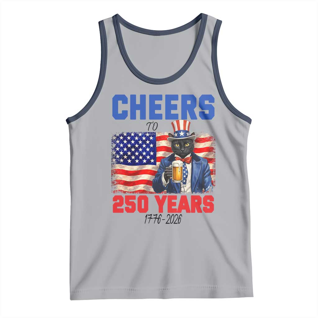 Vintage Cat Uncle Sam Tank Top Cheers To 250 Years TS12 Athletic Heather Navy Print Your Wear