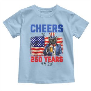 Vintage Cat Uncle Sam Toddler T Shirt Cheers To 250 Years TS12 Light Blue Print Your Wear