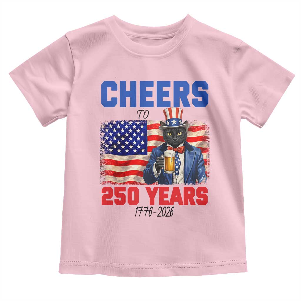 Vintage Cat Uncle Sam Toddler T Shirt Cheers To 250 Years TS12 Light Pink Print Your Wear