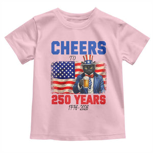 Vintage Cat Uncle Sam Toddler T Shirt Cheers To 250 Years TS12 Light Pink Print Your Wear