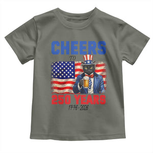 Vintage Cat Uncle Sam Toddler T Shirt Cheers To 250 Years TS12 Military Green Print Your Wear
