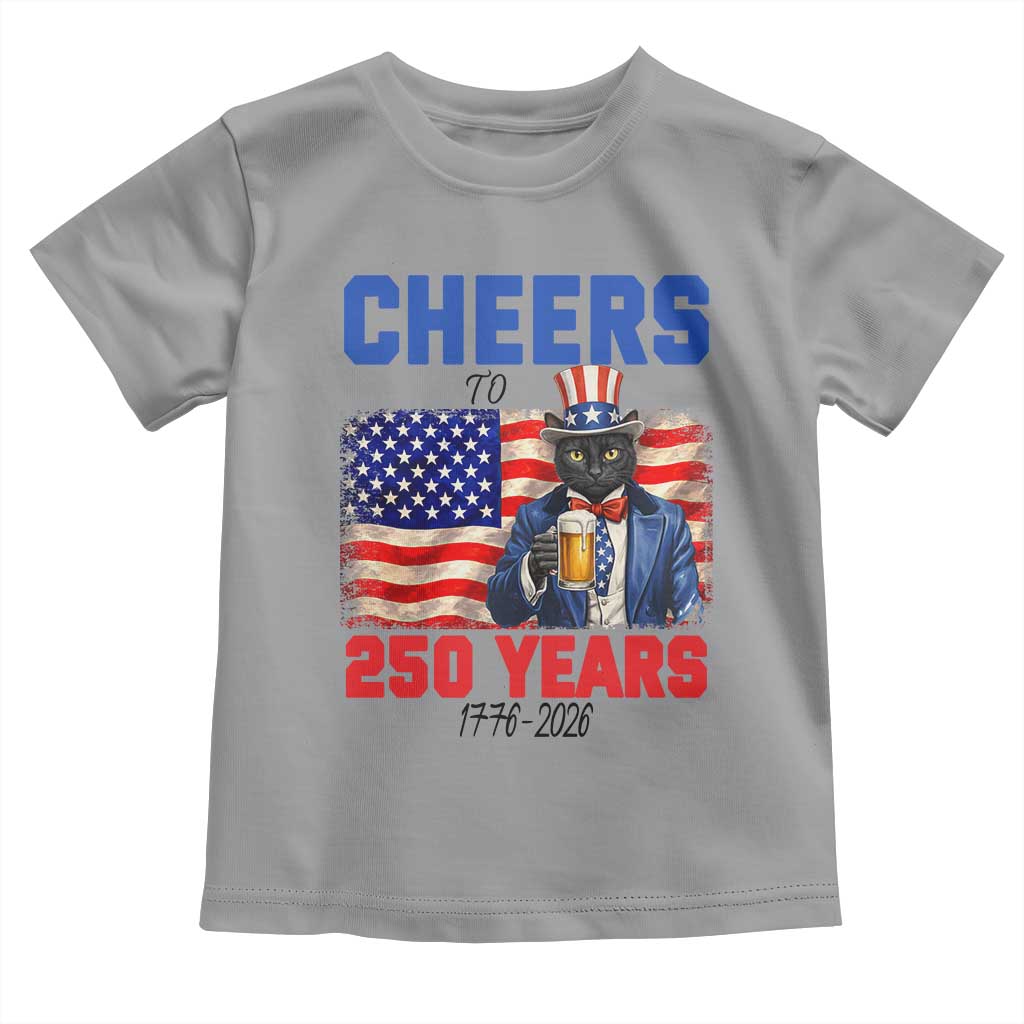 Vintage Cat Uncle Sam Toddler T Shirt Cheers To 250 Years TS12 Sport Gray Print Your Wear
