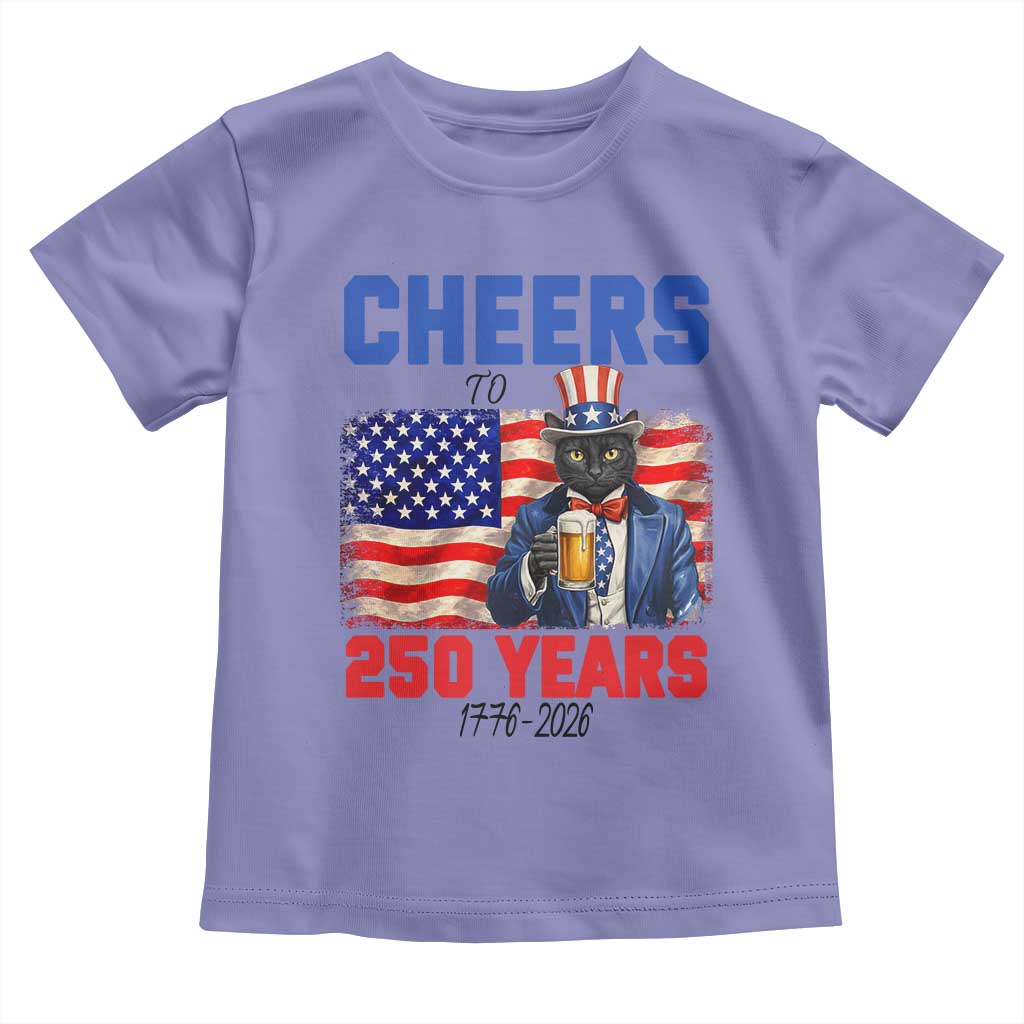 Vintage Cat Uncle Sam Toddler T Shirt Cheers To 250 Years TS12 Violet Print Your Wear