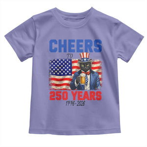 Vintage Cat Uncle Sam Toddler T Shirt Cheers To 250 Years TS12 Violet Print Your Wear