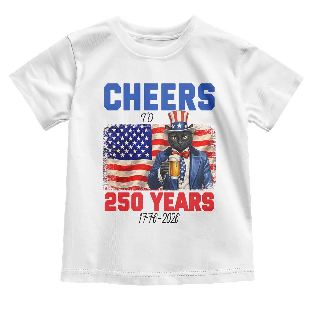 Vintage Cat Uncle Sam Toddler T Shirt Cheers To 250 Years TS12 White Print Your Wear