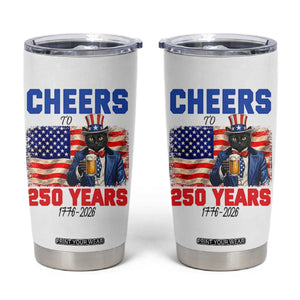 Vintage Cat Uncle Sam Tumbler Cup Cheers To 250 Years TS12 White Print Your Wear