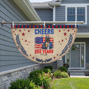 Vintage Cat Uncle Sam Patriotic Fan Flag Cheers To 250 Years