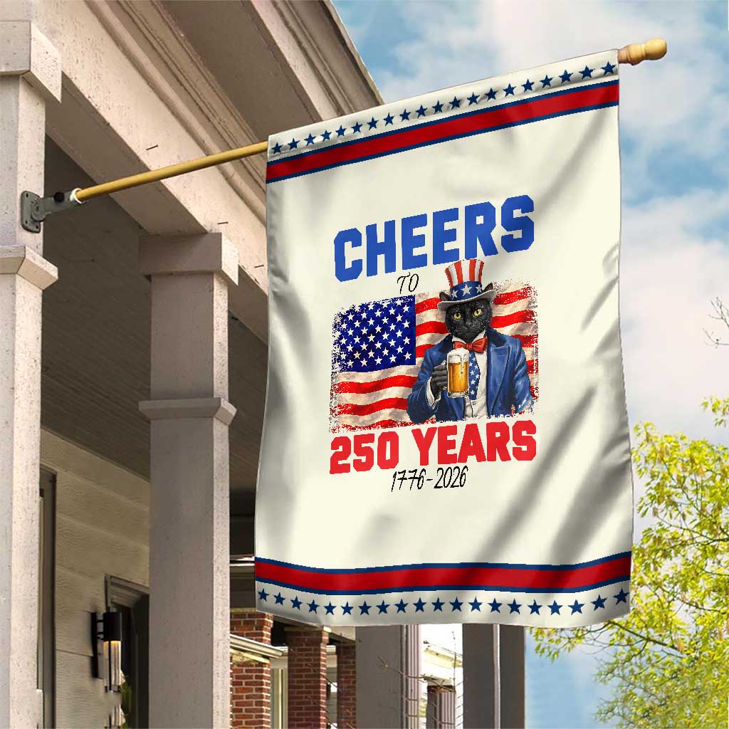 Vintage Cat Uncle Sam Garden Flag Cheers To 250 Years TS12 Modern Beige Red Print Your Wear