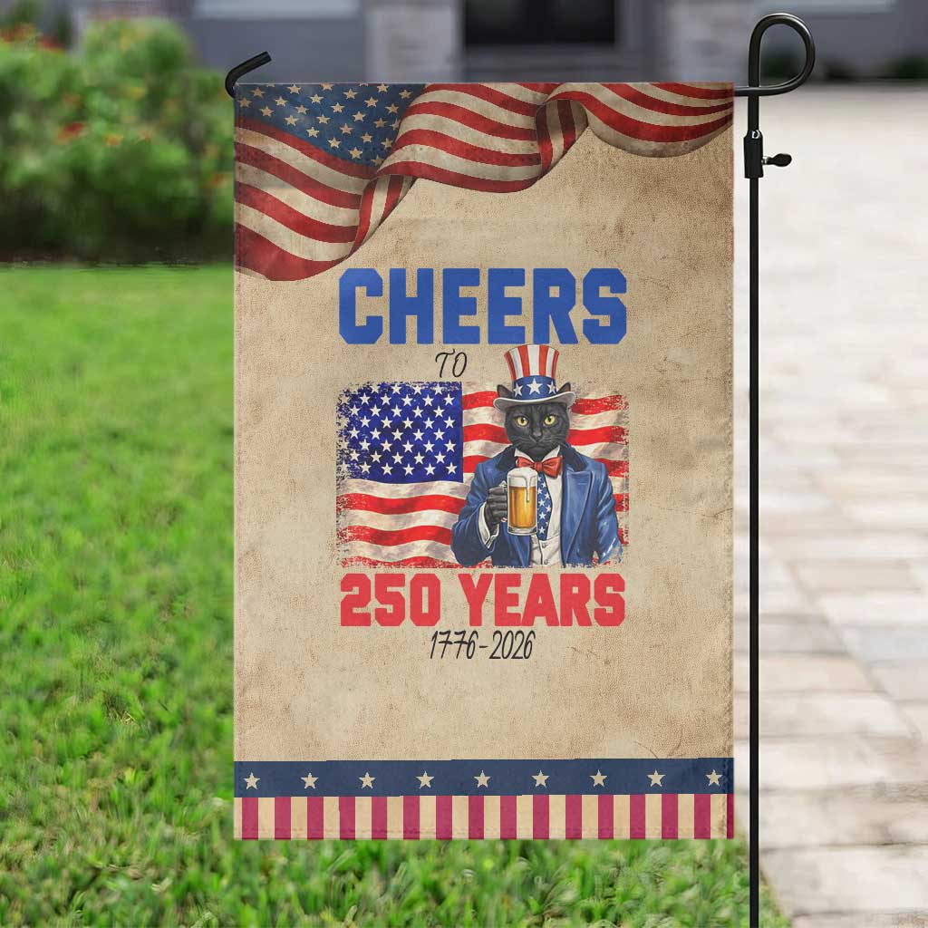 Vintage Cat Uncle Sam Garden Flag Cheers To 250 Years TS12 Vintage Rustic Tan Navy Print Your Wear