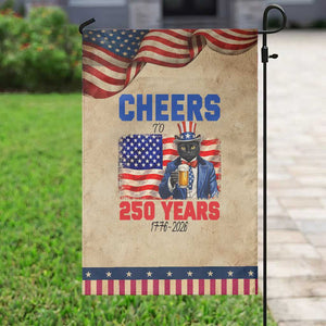 Vintage Cat Uncle Sam Garden Flag Cheers To 250 Years TS12 Vintage Rustic Tan Navy Print Your Wear