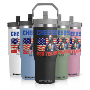 Vintage Cat Uncle Sam Flip Straw Tumbler Cheers To 250 Years TS12 Print Your Wear