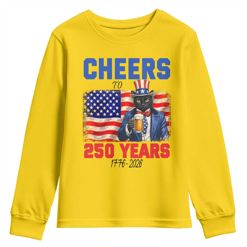 Vintage Cat Uncle Sam Youth Sweatshirt Cheers To 250 Years TS12 Daisy Print Your Wear