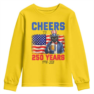 Vintage Cat Uncle Sam Youth Sweatshirt Cheers To 250 Years TS12 Daisy Print Your Wear