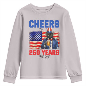 Vintage Cat Uncle Sam Youth Sweatshirt Cheers To 250 Years TS12 Ice Gray Print Your Wear