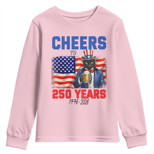 Vintage Cat Uncle Sam Youth Sweatshirt Cheers To 250 Years TS12 Light Pink Print Your Wear