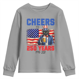 Vintage Cat Uncle Sam Youth Sweatshirt Cheers To 250 Years TS12 Sport Gray Print Your Wear