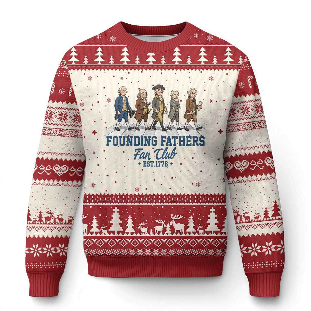 Funny Founding Fathers Fan Club Ugly Christmas Sweater Patriotic American History TS12 Beige Red Print Your Wear