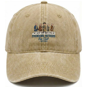 Funny Founding Fathers Fan Club Washed Cotton Baseball Cap Patriotic American History TS12 Washed Cap Universal Fit Khaki Print Your Wear