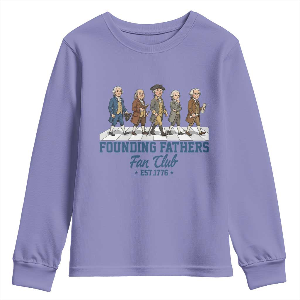 Funny Founding Fathers Fan Club Youth Sweatshirt Patriotic American History TS12 Violet Print Your Wear