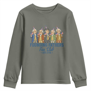 Funny Founding Fathers Fan Club Youth Sweatshirt American History Lovers TS12 Military Green Print Your Wear